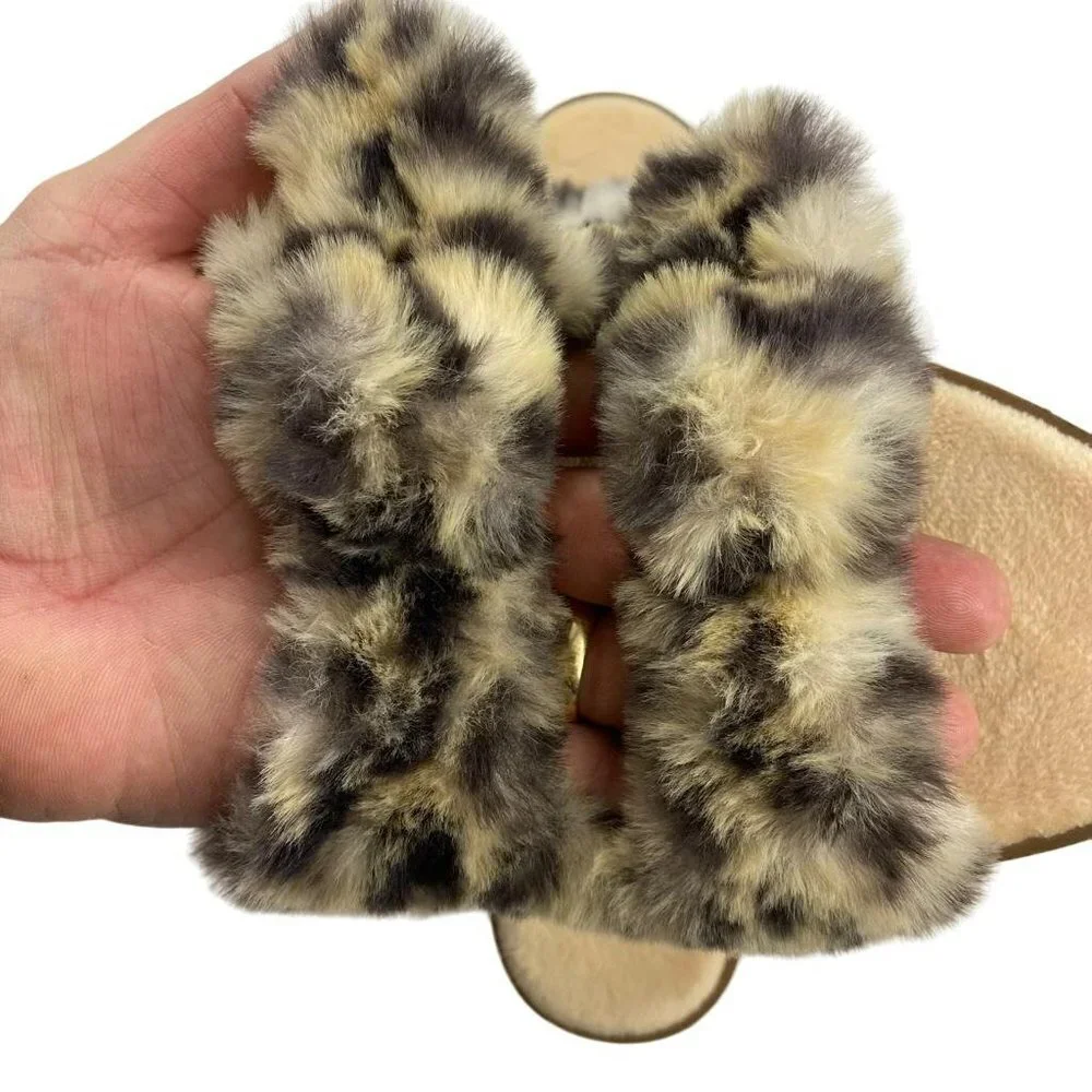 Loft Cheetah Faux Fur‎ Buckle Slippers Size M 7 - 8